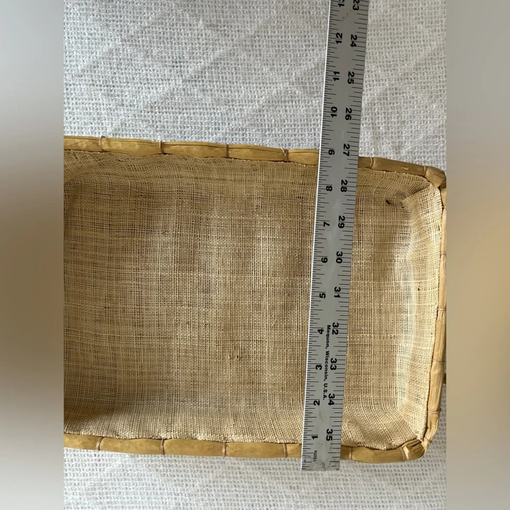 Vintage woven wicker basket tray